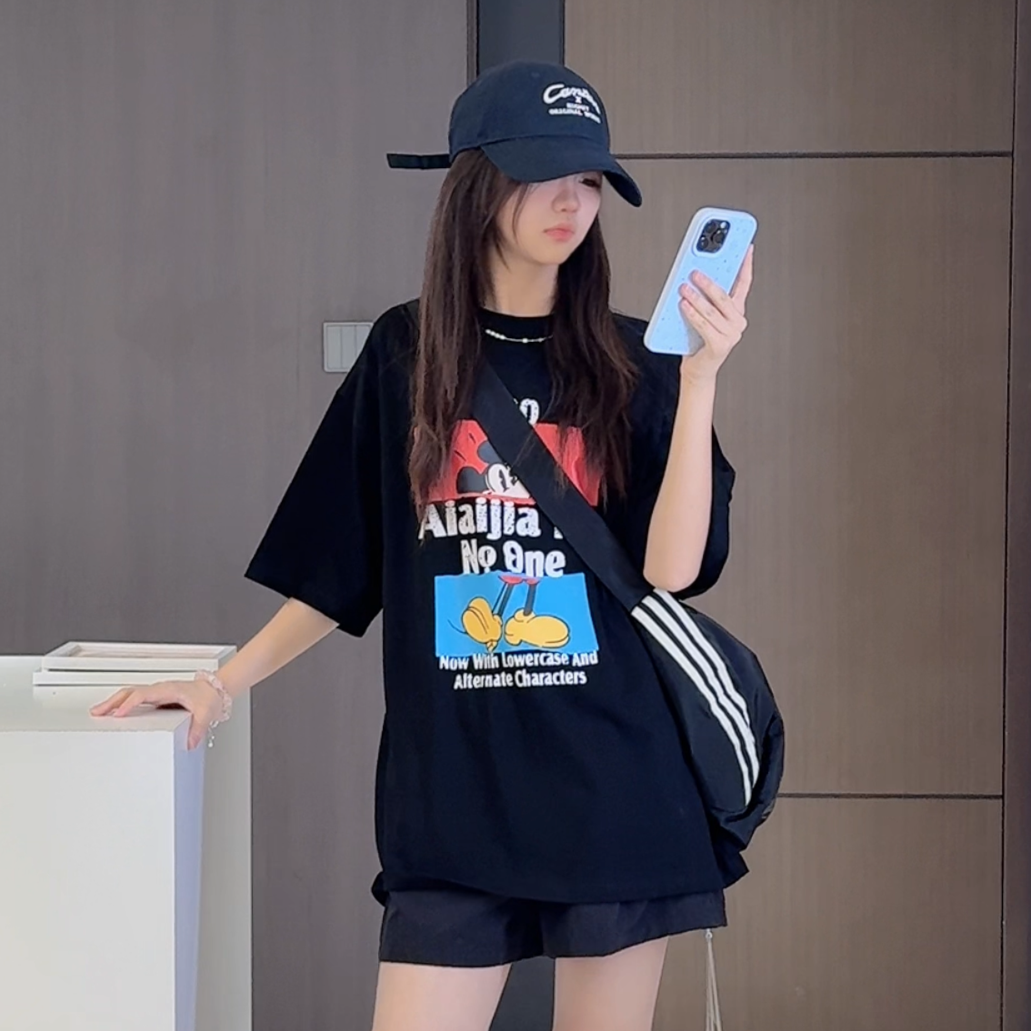TTY 【100%棉】经典米奇印花短袖oversize甜酷少女感短袖T恤289040