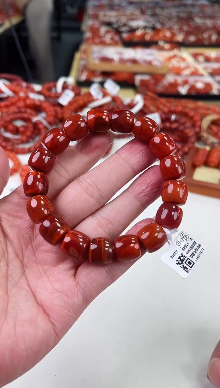 【闪购商品】南红玛瑙瓦西直切手串13+未镶嵌一个/条