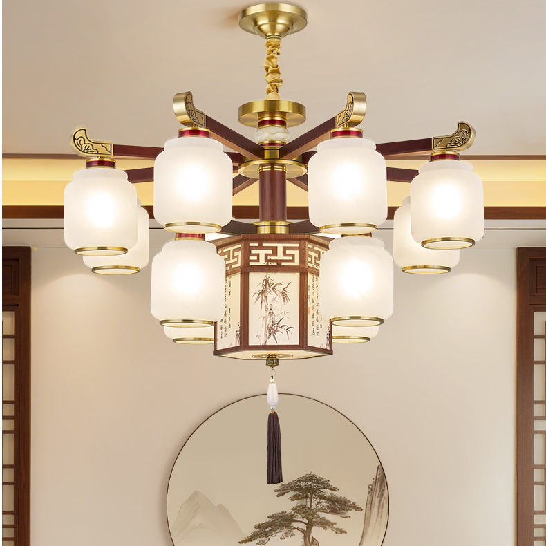 国风新中式防锈复式楼主卧主灯酒店吊灯8626