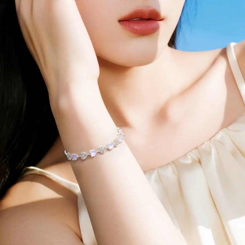 铜合金手链 爱心紫色手链潮轻奢百搭款精致手饰可伸缩调节F2926