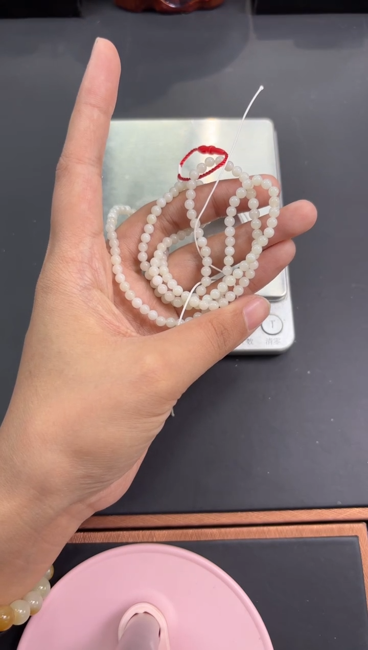 【闪购商品】和田玉项链未镶嵌且末微色差米达卡4长串