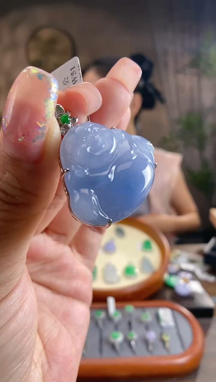 翡翠18K金镶嵌吊坠(不含链)佛公