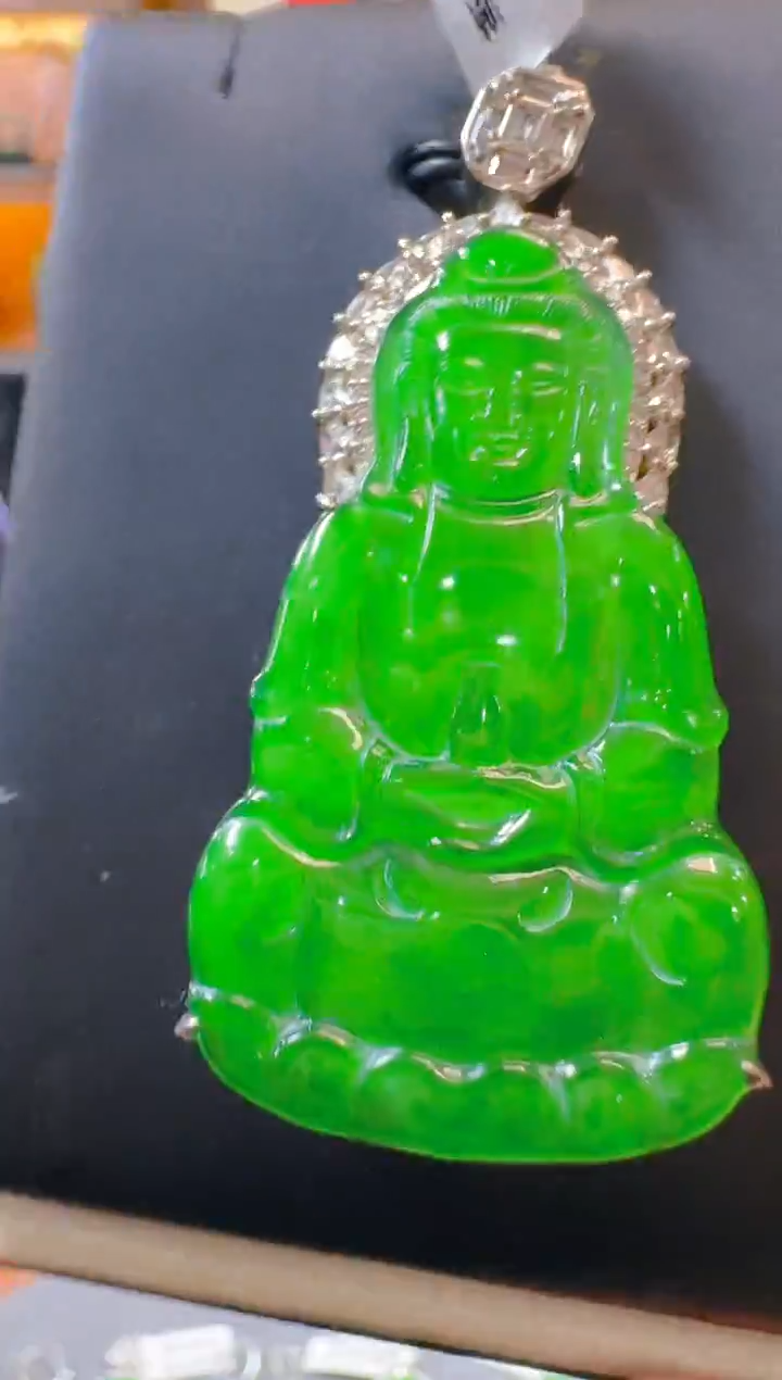 吊坠(赠链)银S925镶嵌翡翠天然A货翡翠