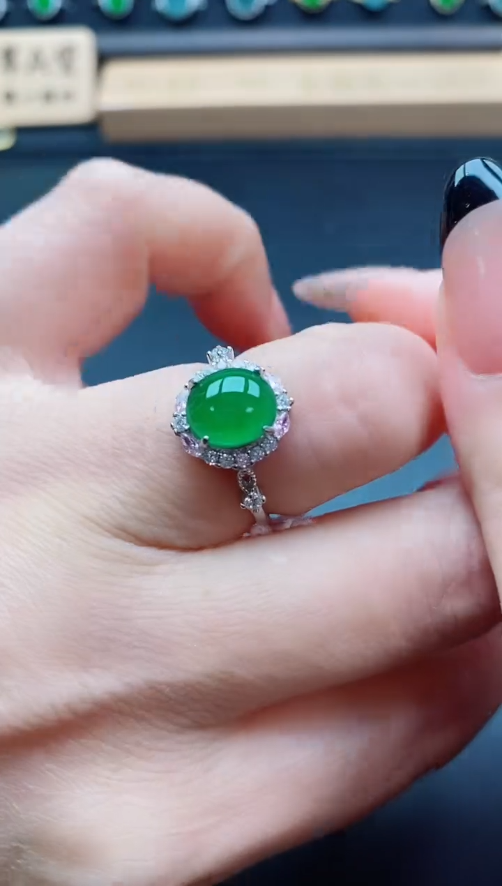 银S925镶嵌戒指翡翠1