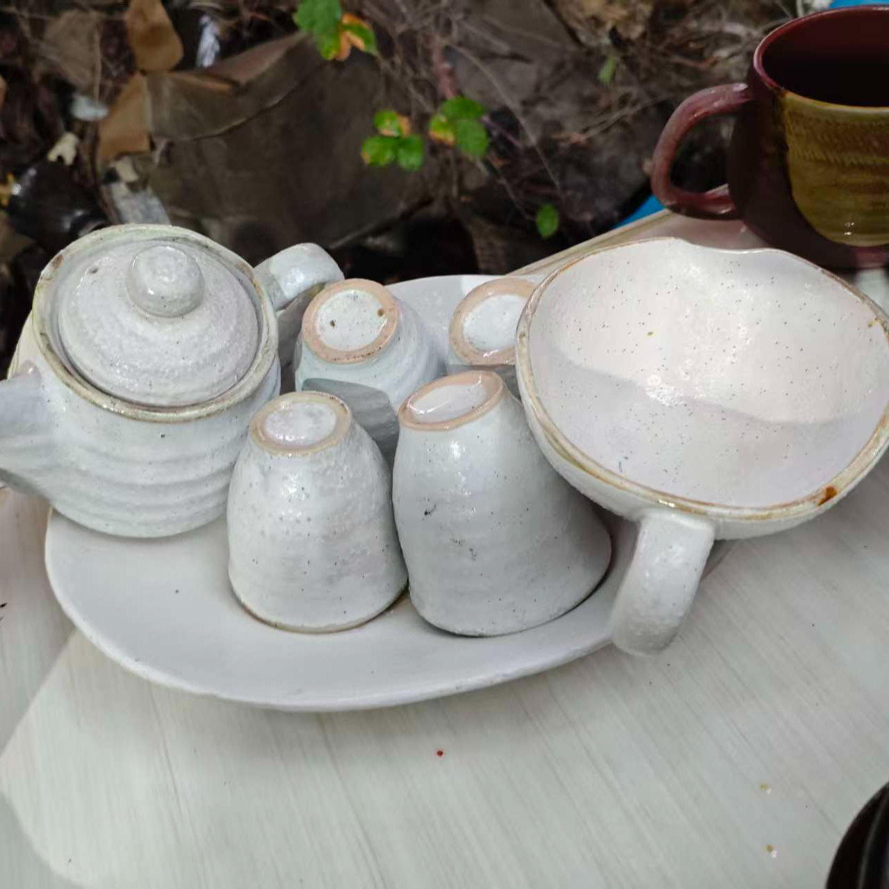 国营老瓷，微瑕介意勿拍，白粉引茶杯一套