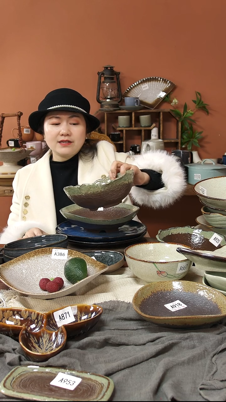 陶瓷A951陶瓷复古窑变釉方碗一个微瑕20.5*8.5