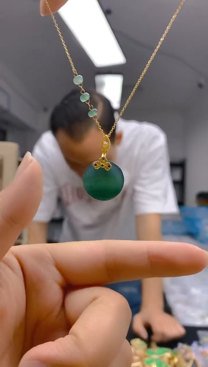 【闪购商品】翡翠耳饰合金084翡翠锁骨链