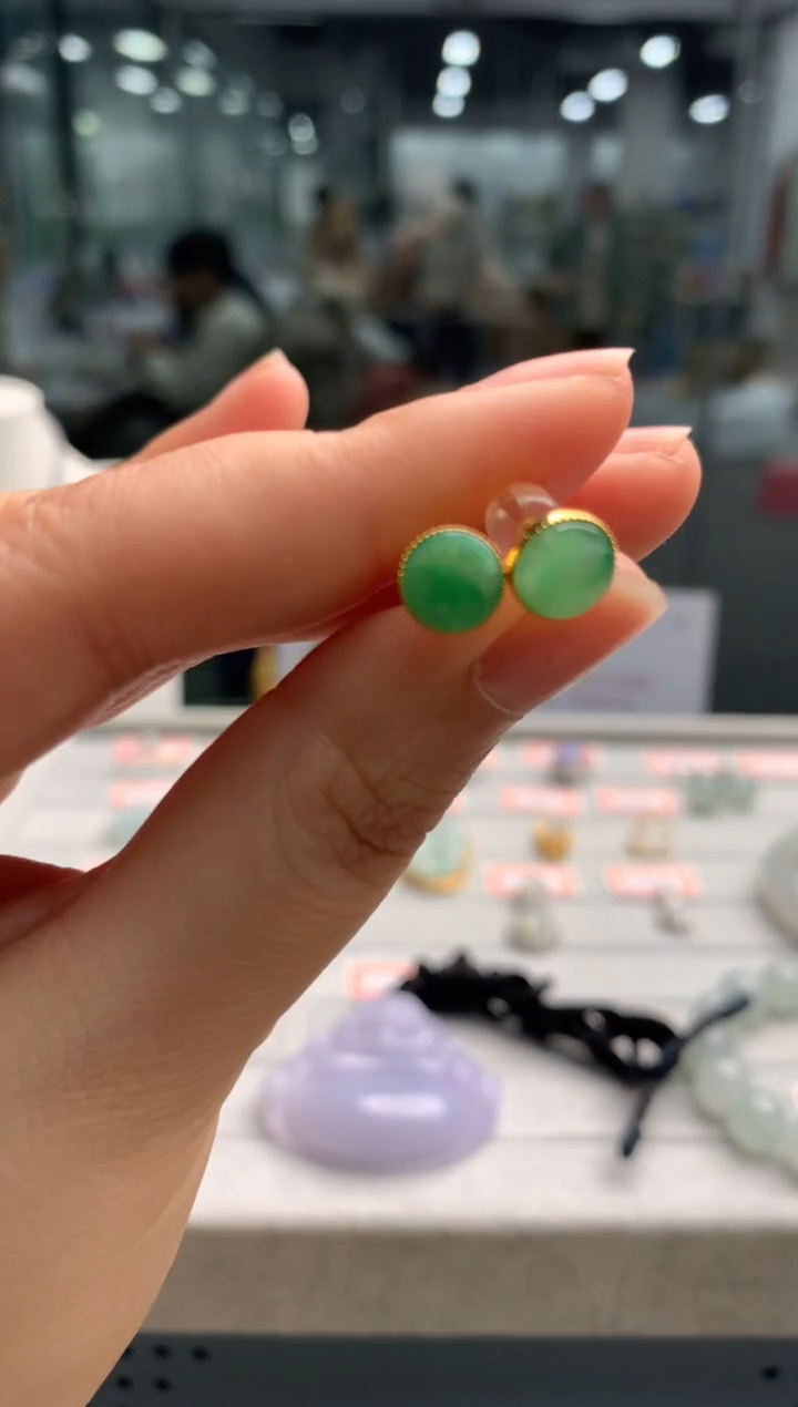 【闪购商品】翡翠颈饰18K金镶嵌翡翠耳饰|不退不换