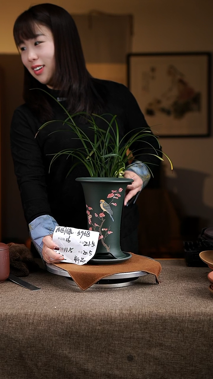 【闪购商品】紫砂花盆紫砂花盆5968+z果绿