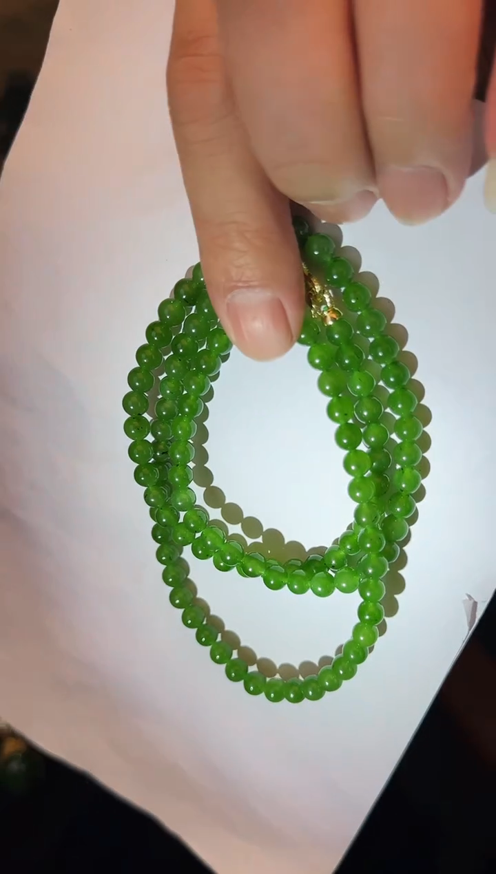 颈饰未镶嵌和田玉108颗卡6毛衣链（微黑点）