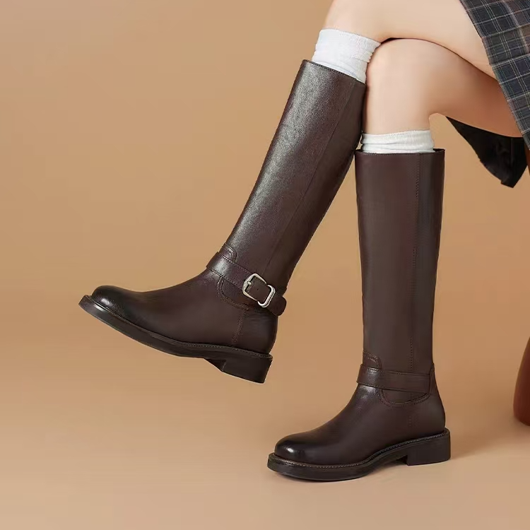 25143 秋冬款时尚复古西部靴气质简约长靴女靴