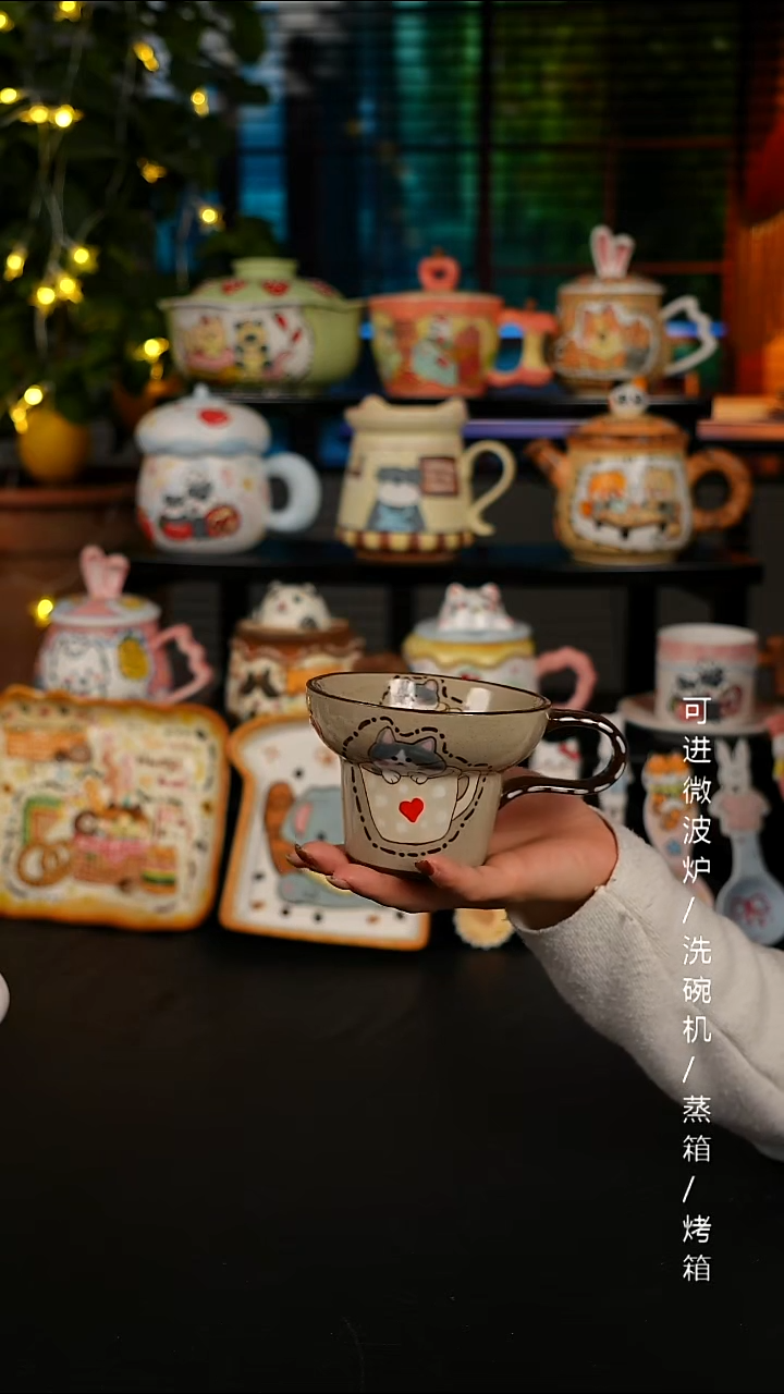 陶瓷无盖款景德镇高温釉下彩纯手绘创意瓷 