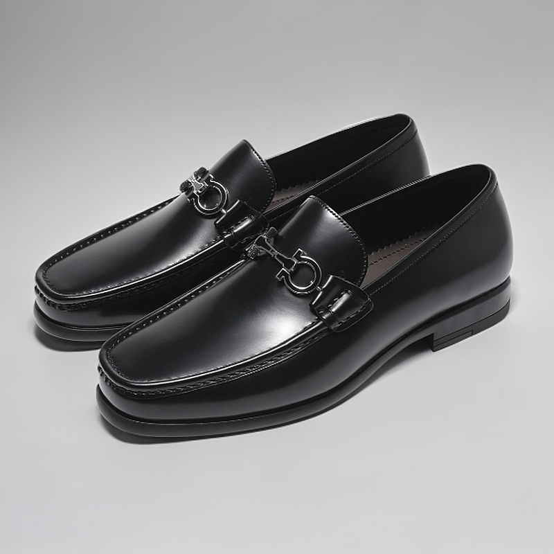 舒适透气商务男士开车真皮黑色一脚蹬乐福正装豆豆鞋
