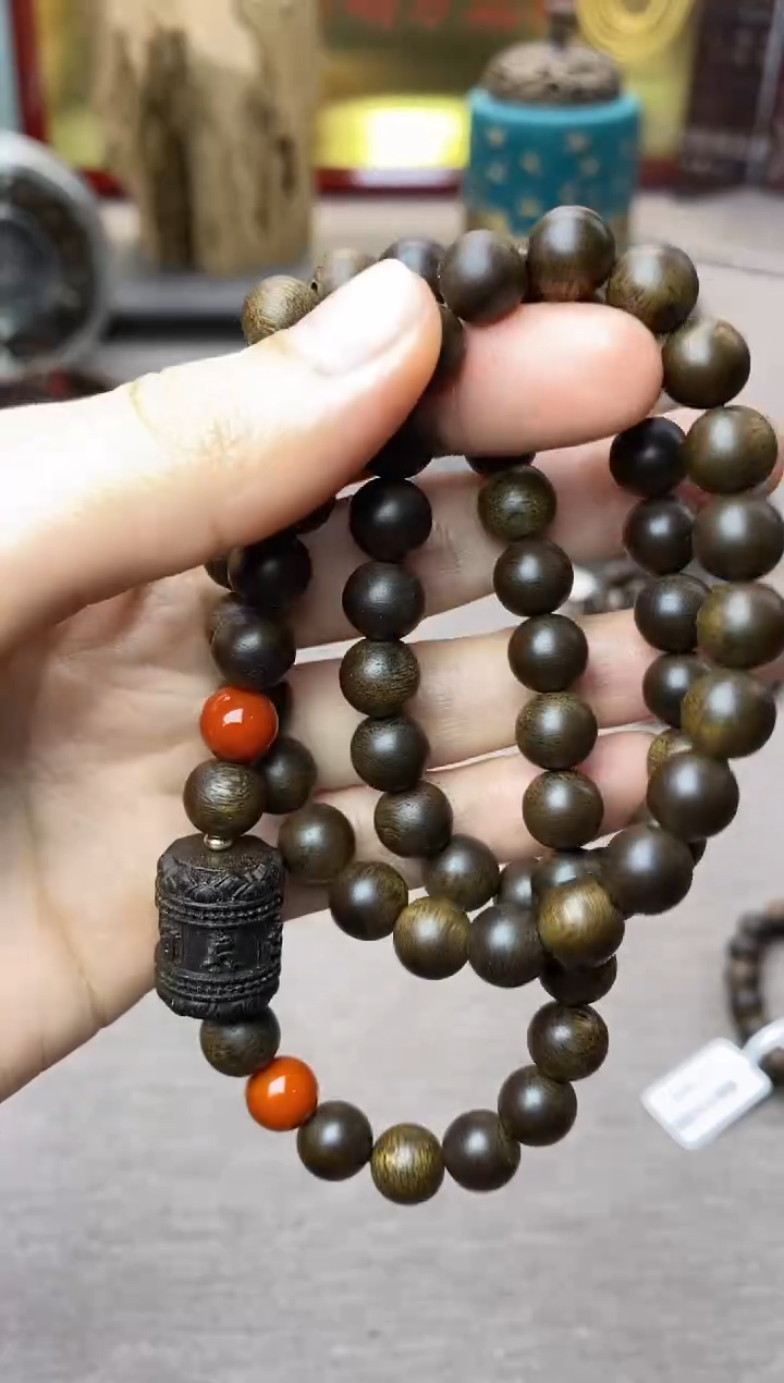 【闪购商品】沉香手串越南顺化紫棋玉化老料08沉水三圈设计
