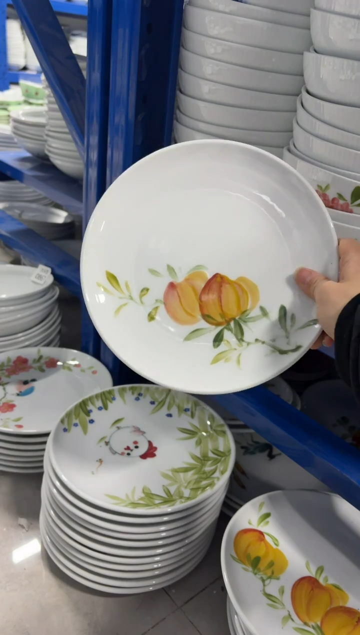 景德镇高温陶瓷食品级手绘釉中彩-平盘