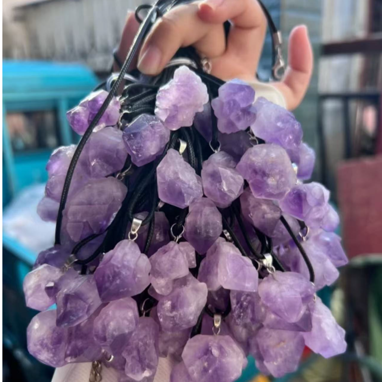 天然紫水晶原石吊坠精抛水晶-Y0219多样性发其一