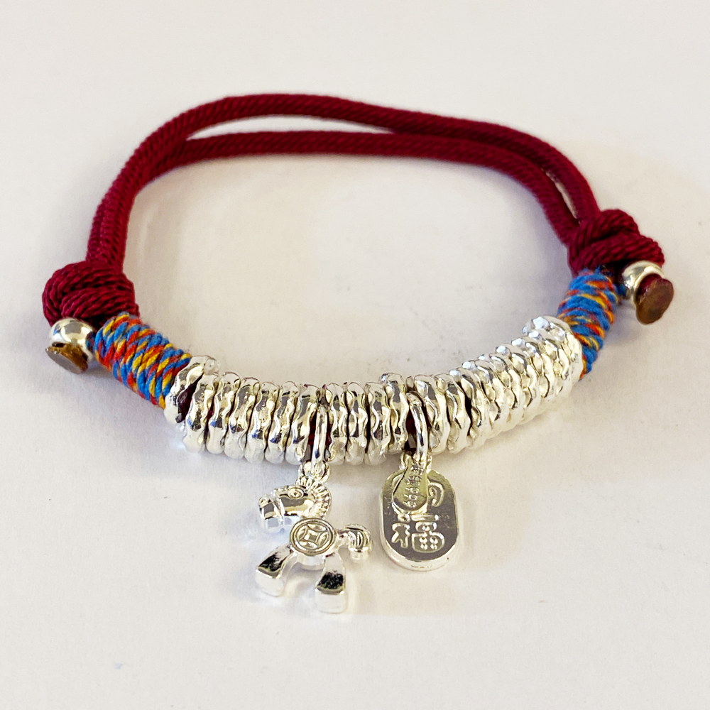  编号69 小马盘缠红绳编织手链