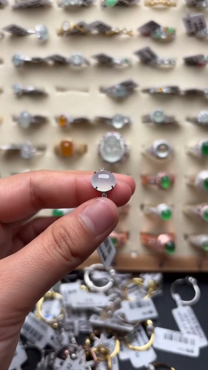 【闪购商品】翡翠戒指银S925镶嵌缅甸A货翡翠S925银镶嵌