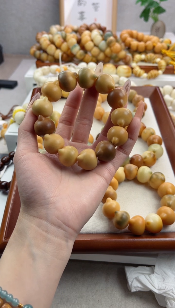 【闪购商品】菩提根/象牙果手串干磨猫猫头21mm瑕疵不补W59