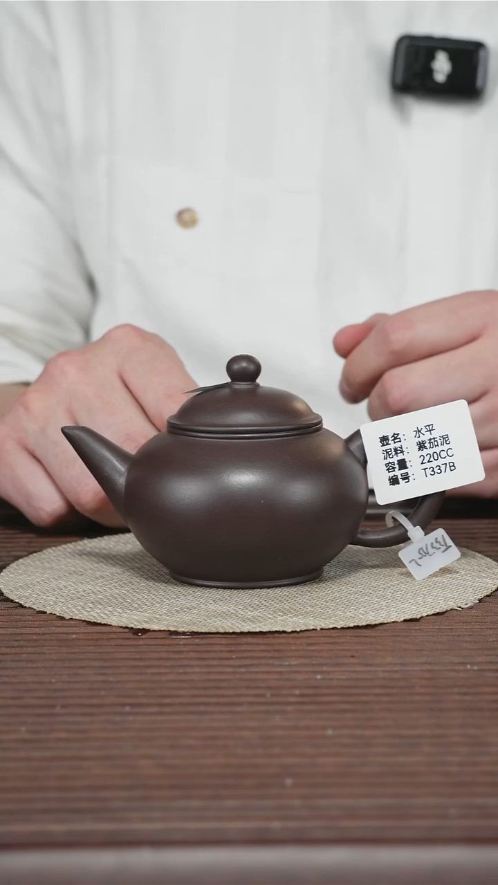 茶壶紫砂T337B 紫茄泥 水平 220cc