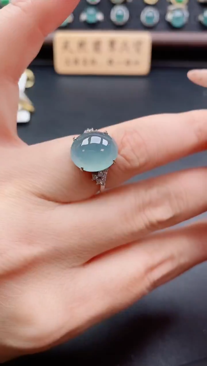 银S925镶嵌戒指翡翠1