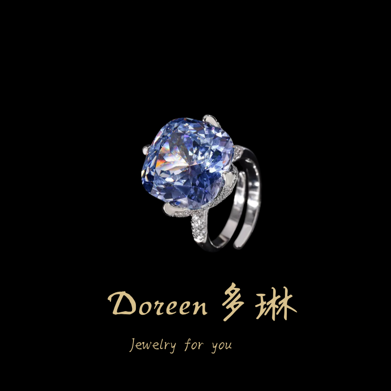 铜合金戒指 冰魄蓝大方戒指NC794