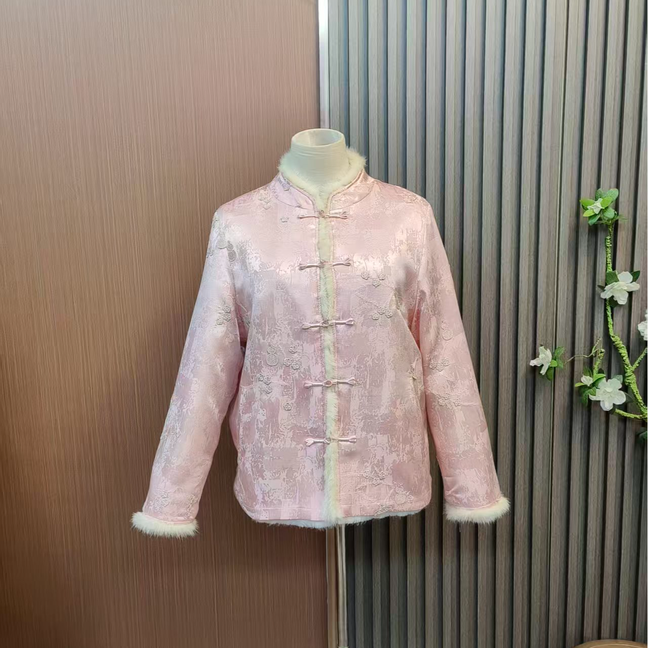 【福禄绵绵】水貂毛冬季新款外套新中式香云纱上衣时尚百搭双面穿 