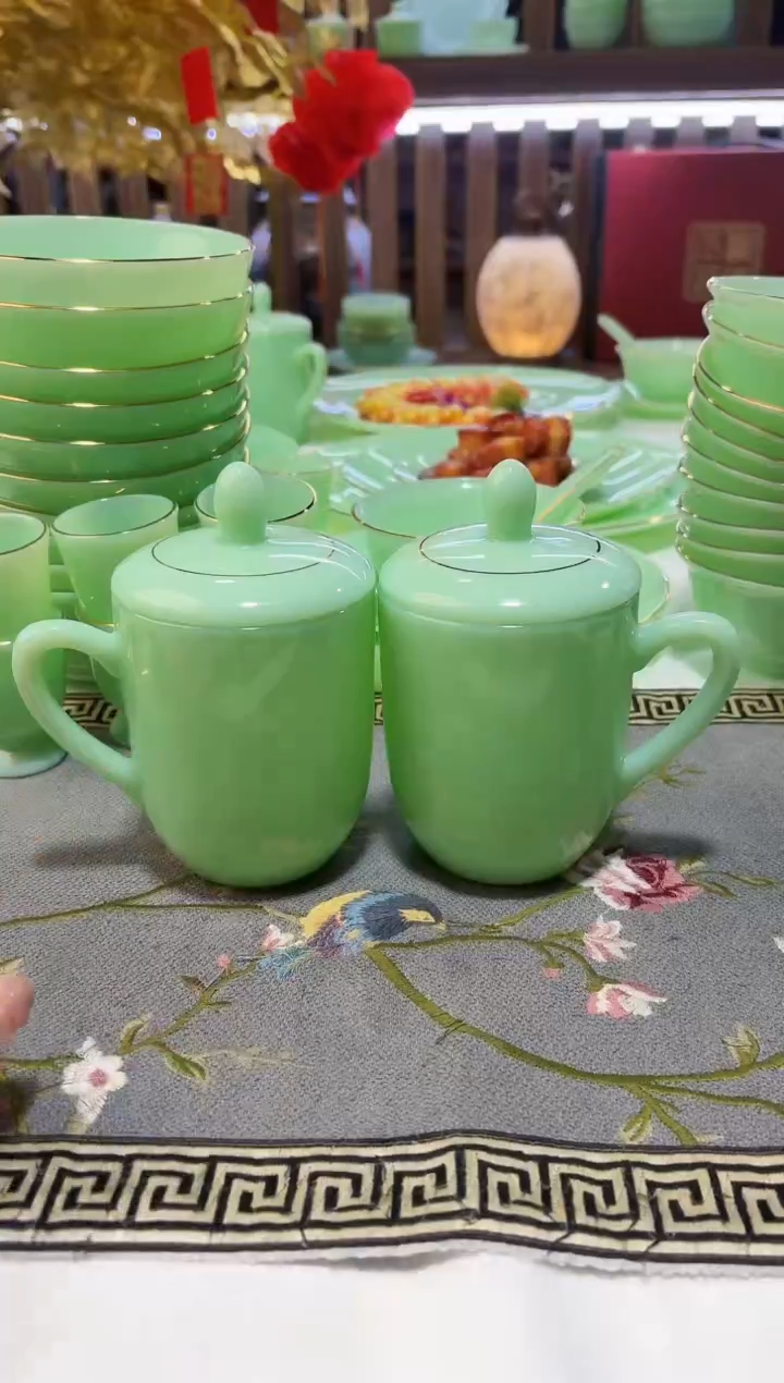 玉瓷 350cc玉瓷茶杯水杯2只景德镇