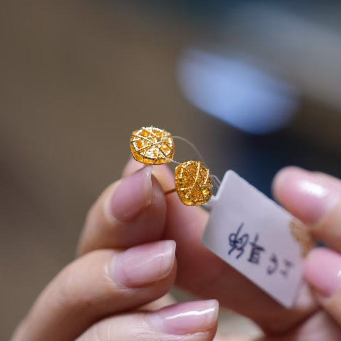 【巧玲专属】足金999花丝方糖耳钉 经典时尚百搭 3.27