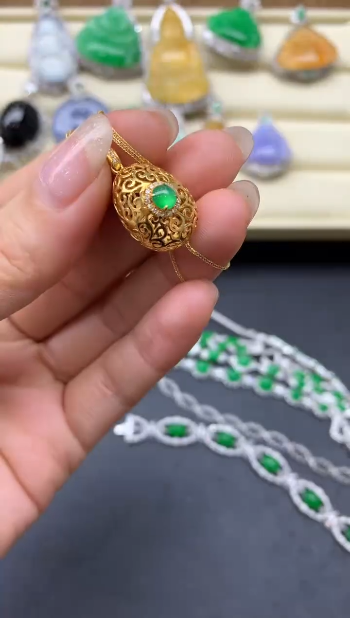 【闪购商品】翡翠颈饰18K金镶嵌440-中国好珍宝