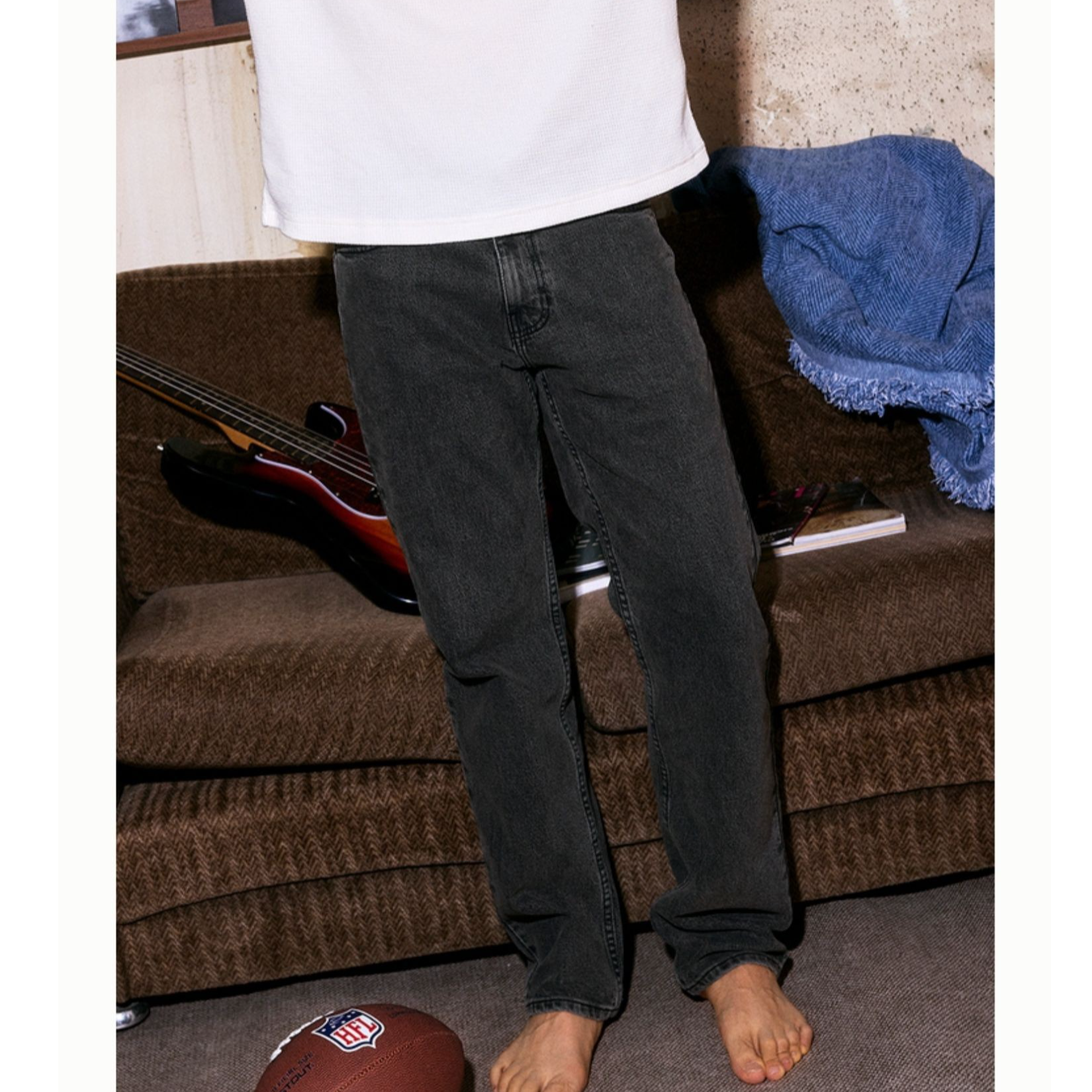 Hollister25秋冬新款美式复古街头直筒水洗牛仔裤男装331-5218