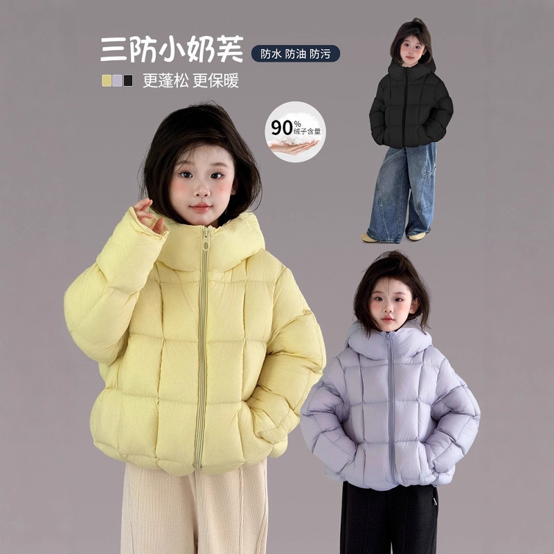 女童羽绒服冬季中大儿童三防轻薄款90白鸭绒2025新款洋气保暖外套