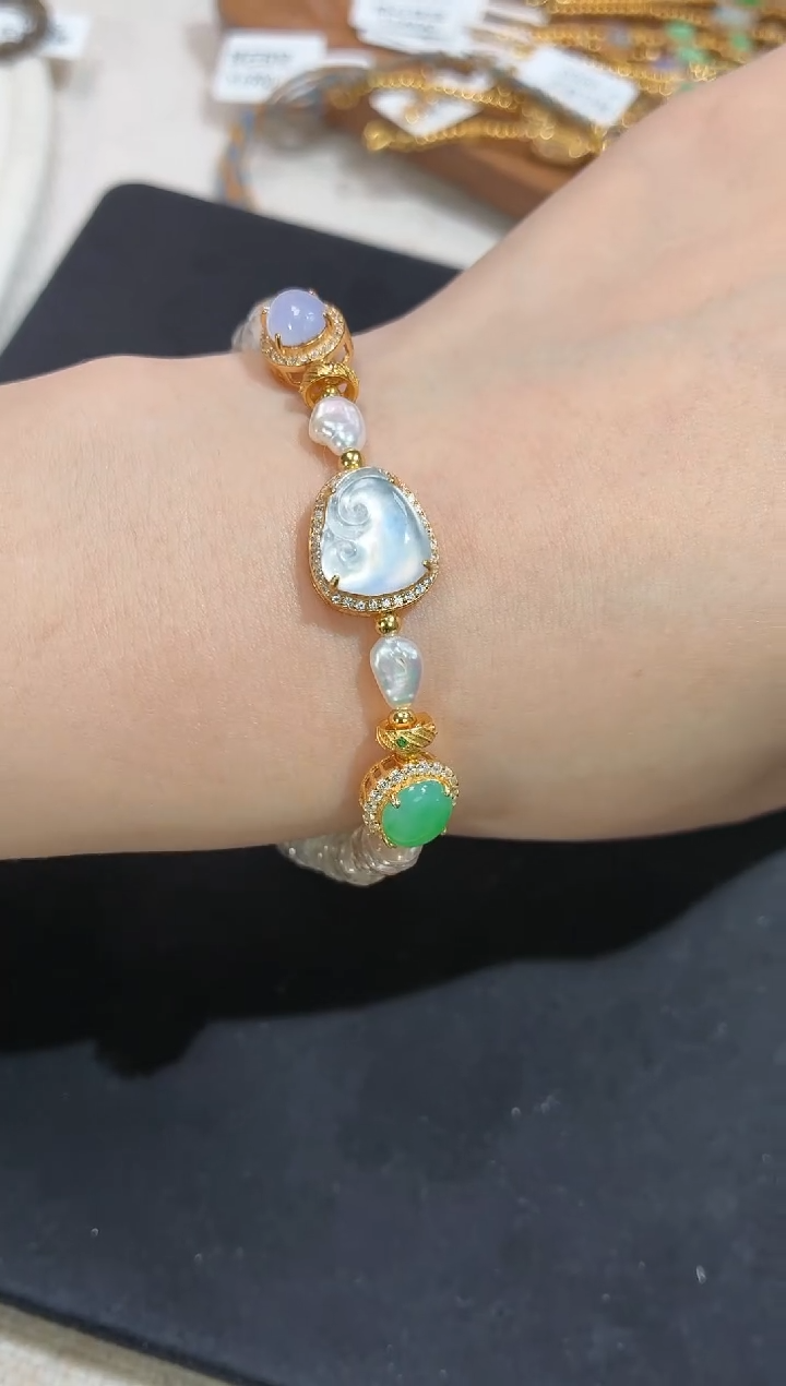 吊坠(不含链)银S925镶嵌翡翠毛**?手串