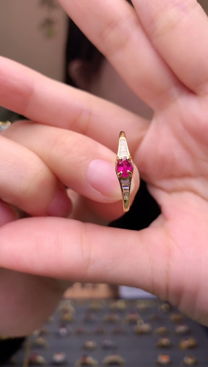 【闪购商品】红宝石戒指银S925镶嵌戒指