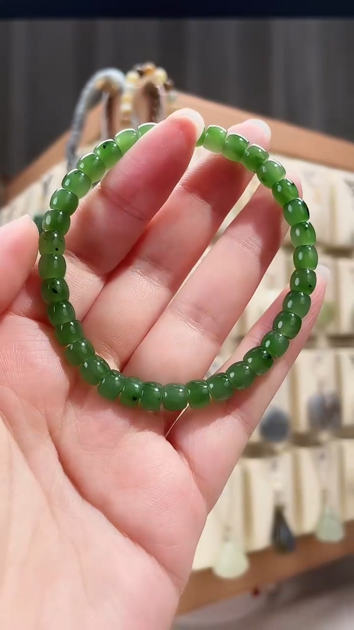 未镶嵌手串和田玉（碧玉）拾***u6m碧玉直切