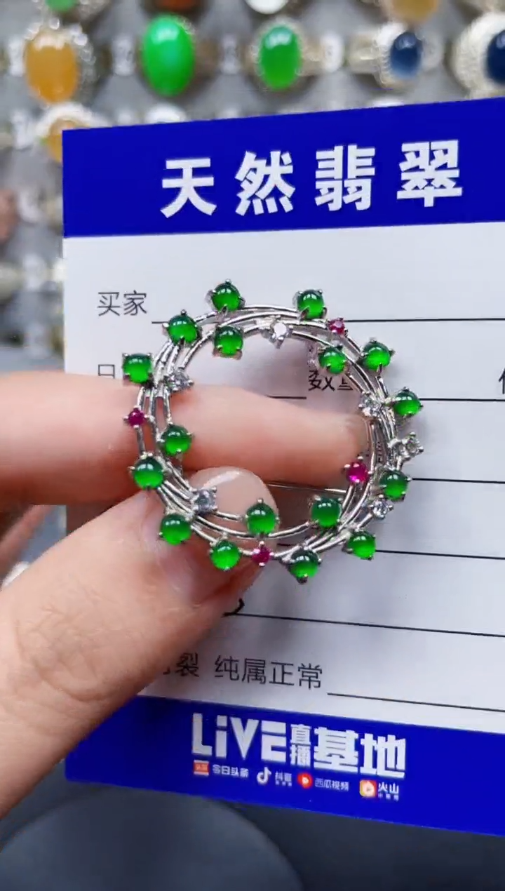 颈饰银S925镶嵌翡翠375