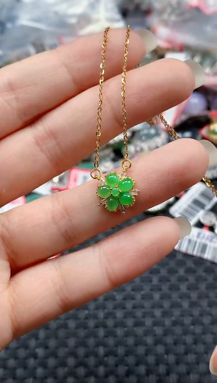 银S925镶嵌戒指翡翠天然A货缅甸翡翠