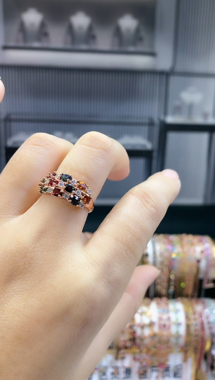 银S925镶嵌戒指碧玺666666666