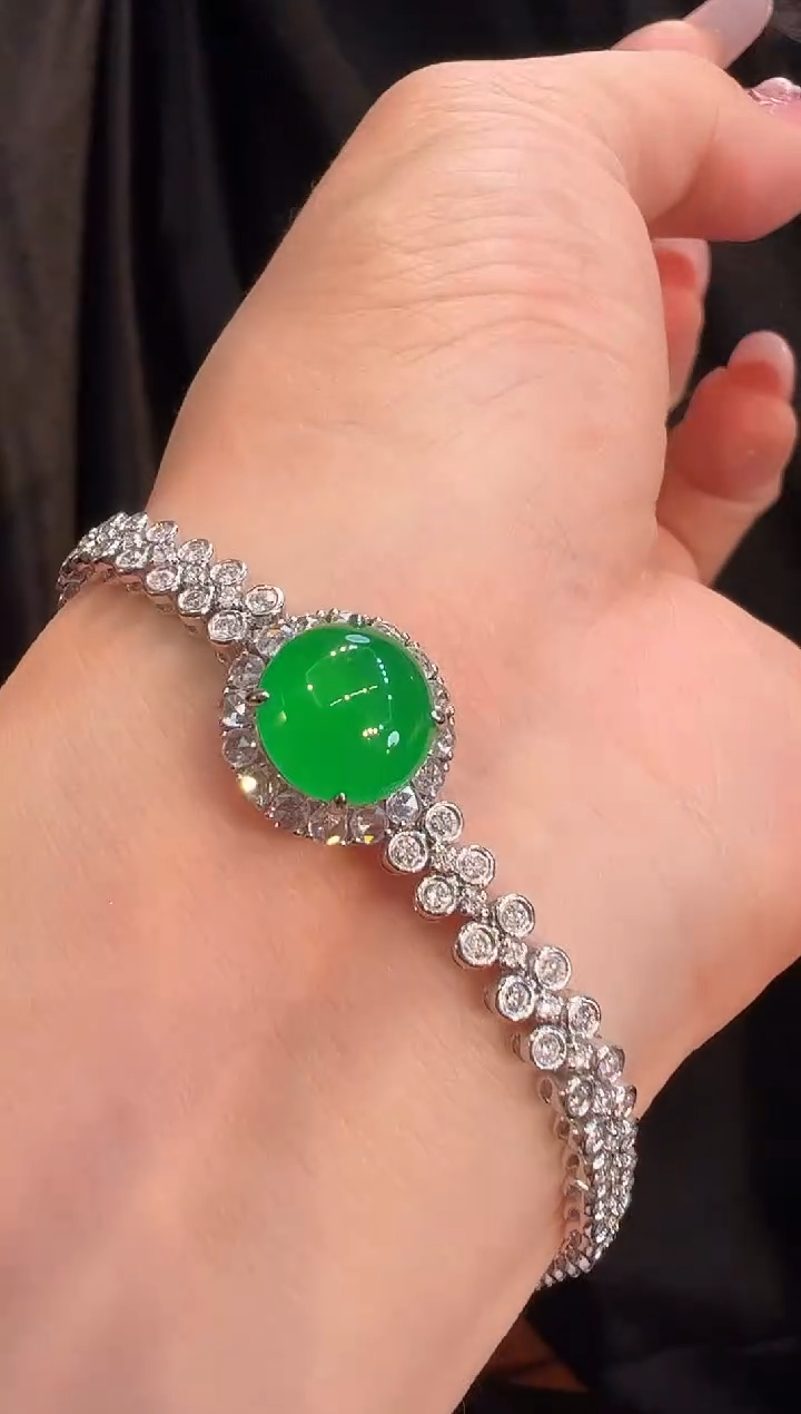 【闪购商品】翡翠手链18K金镶嵌手链