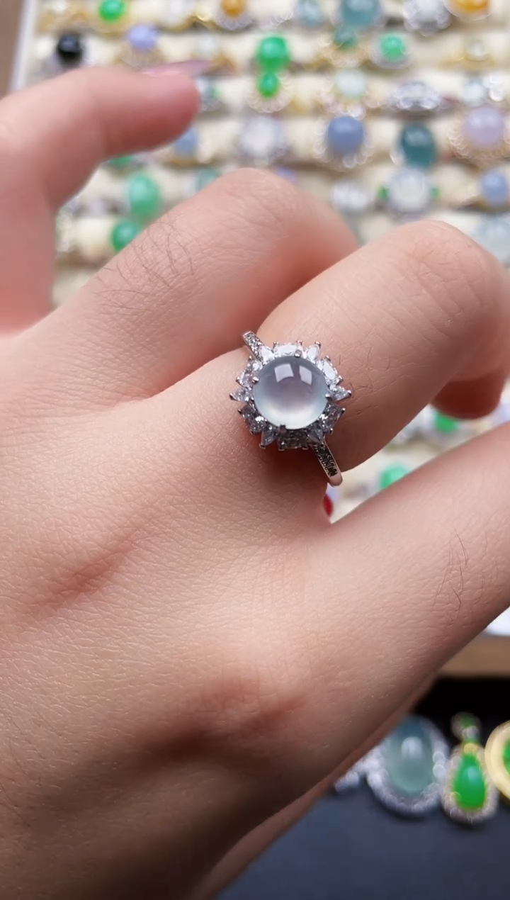 银S925镶嵌戒指翡翠140