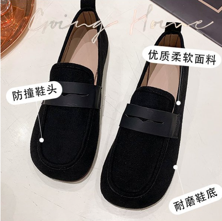 软底防滑豆豆鞋女2025春季新款牛筋平底单鞋百搭舒适一脚蹬乐福鞋