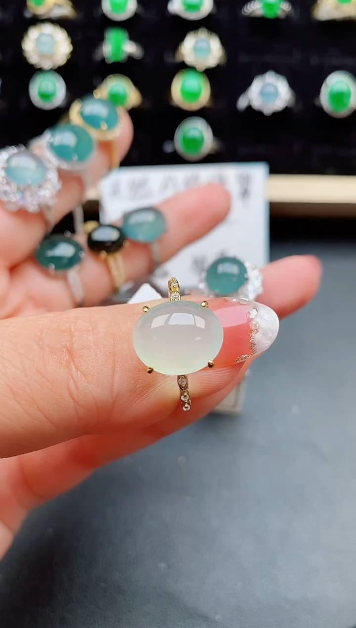 【闪购商品】翡翠戒指银S925镶嵌8000