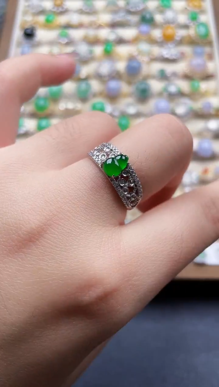 银S925镶嵌戒指翡翠16