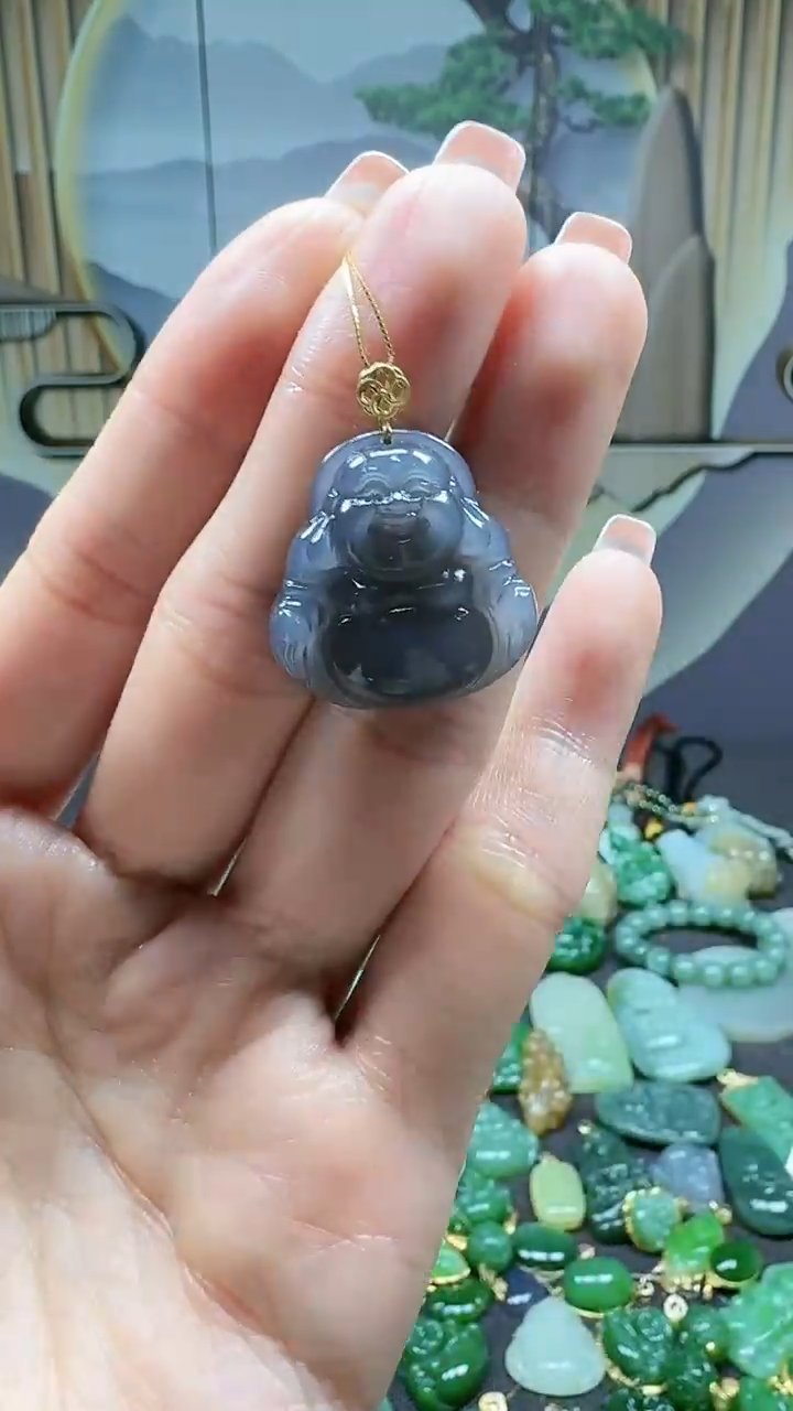 【闪购商品】和田玉吊坠(不含链)18K金镶嵌1