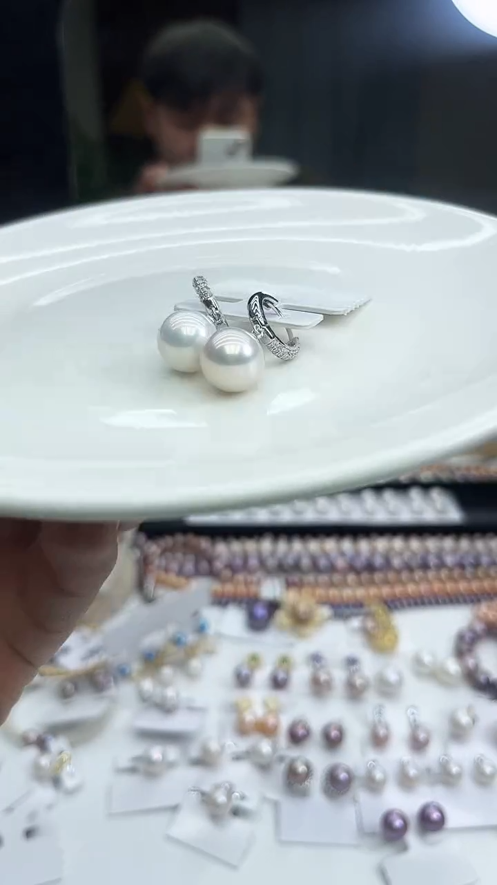 未镶嵌耳饰淡水珍珠白色系耳环