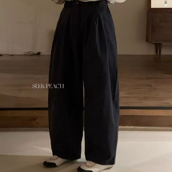 新款全棉阔腿百搭宽松九分弯刀哈伦裤不加绒