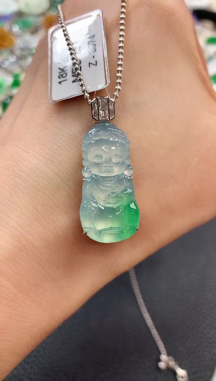 【闪购商品】翡翠吊坠(不含链)18K金镶嵌m109     