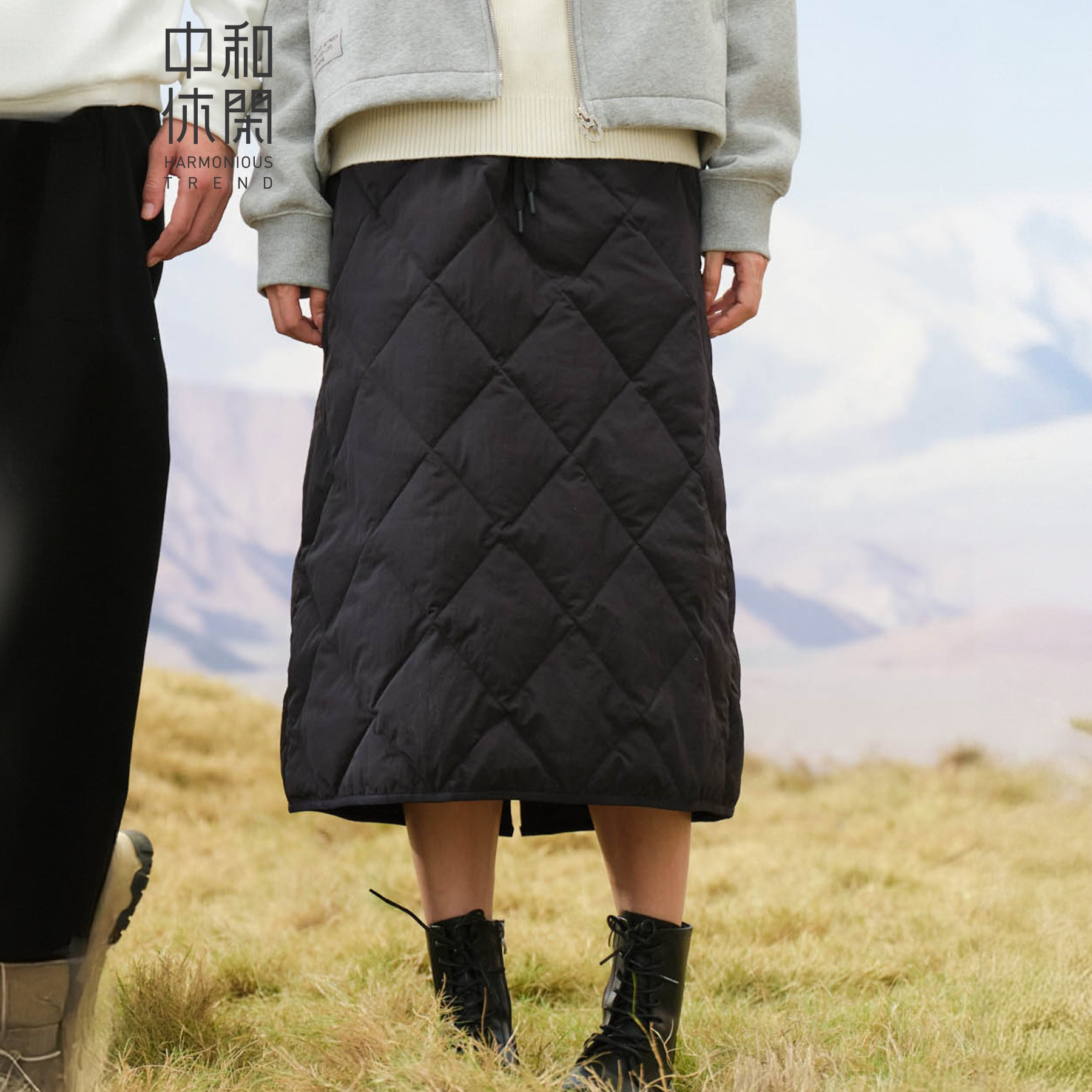 中和休闲微宽松羽绒半身裙女2025冬季新款保暖a字中长裙H64366681