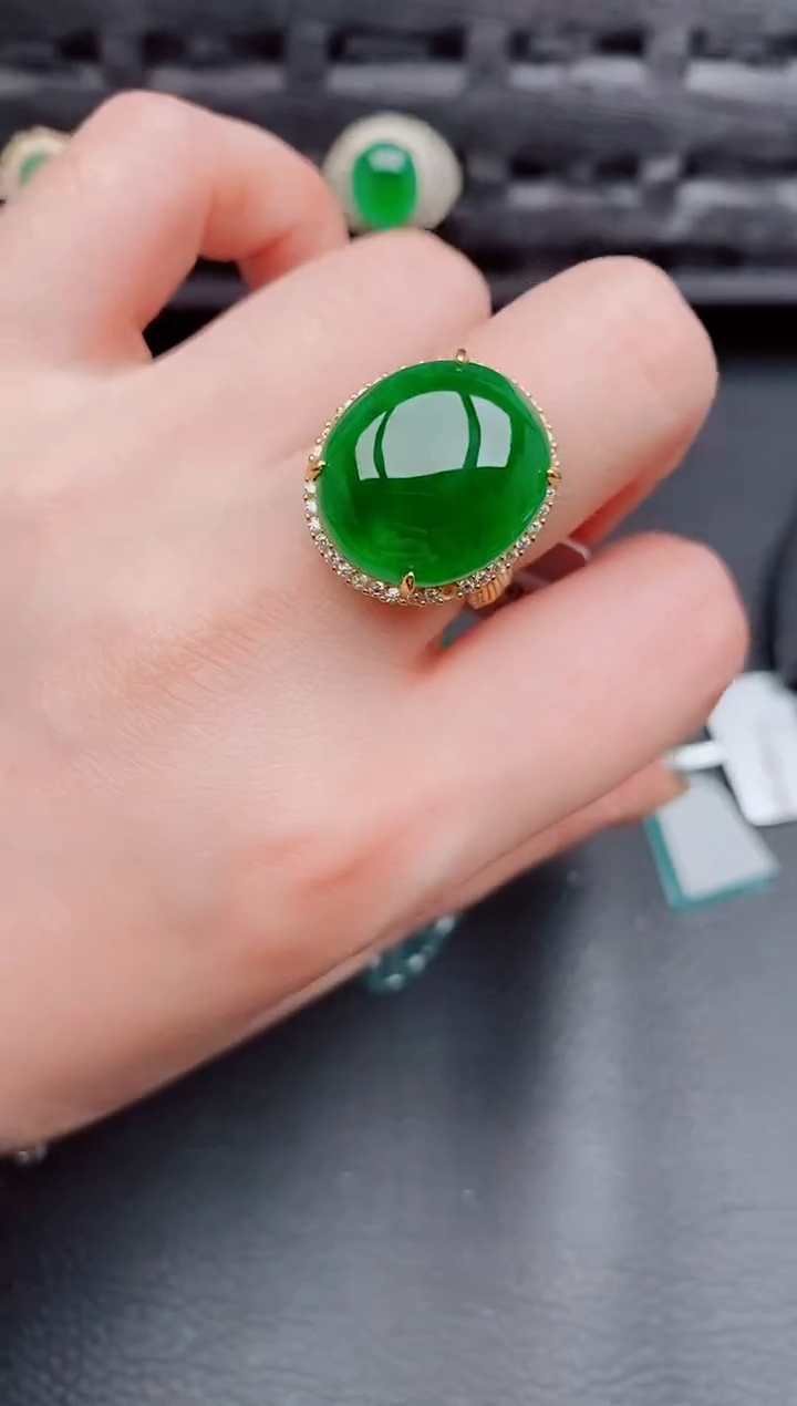 【闪购商品】翡翠戒指银S925镶嵌天然a货翡翠558