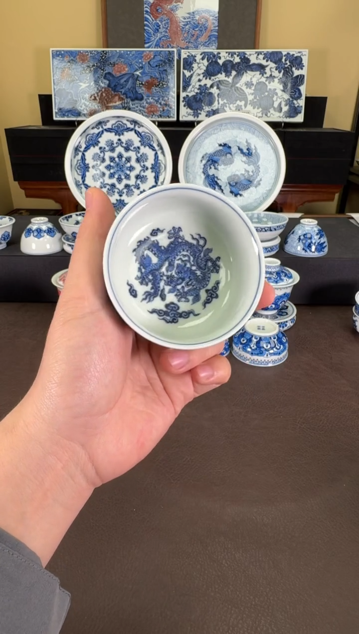 【闪购商品】羿器窑海水团龙矮炉式杯